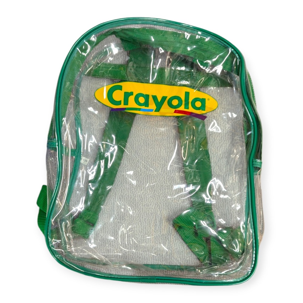 Crayola Kids Clear Backpack Green Trim Transparent School Bag Small 13 Inch